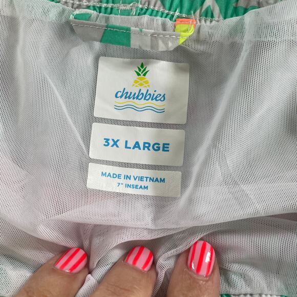 Chubbies Size 3XL 7” Swim Trunks Aztec Tribal Print Shorts Green Pink Neon - Picture 3 of 8